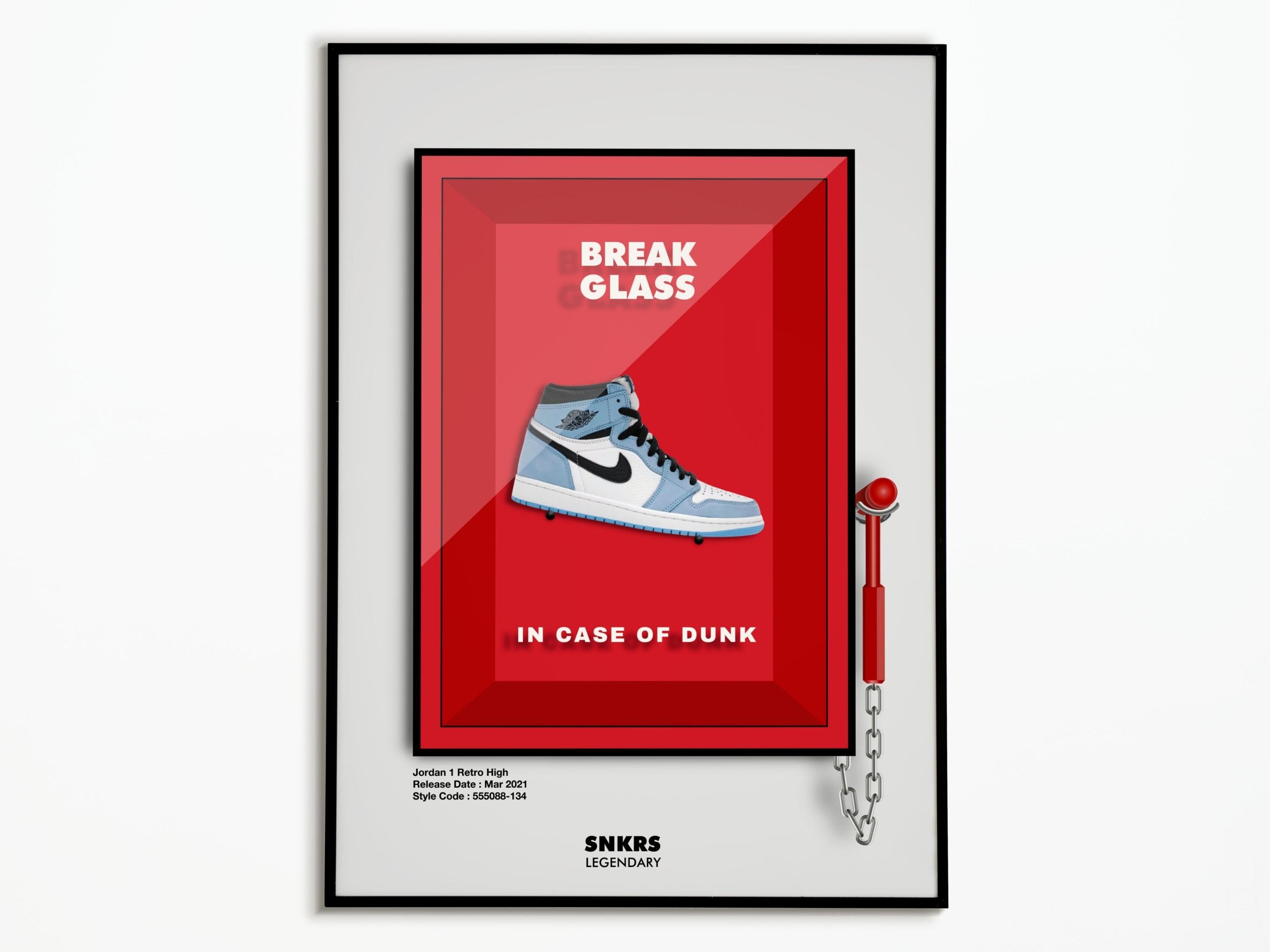 Affiche Sneakers Originale Jordan Retro 2021 | Poster Break Glass Emergency Affiche Décoration Art