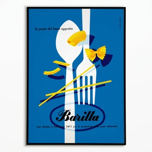 Vintage Retro Food Poster Pasta Italy Barilla | Drink & Food | Wall Art | Home Decor | Gift Idea