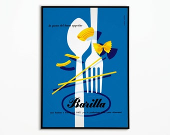 Affiche Vintage retro Food Pâtes Italie Barilla | Drink & Food | Art Mural | Décoration Maison | Idée Cadeau