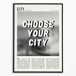 City to Customize | poster Custom City Poster | Poster decoration | Wall decoration| Black and white