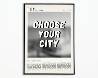 City to Customize | poster Custom City Poster | Poster decoration | Wall decoration| Black and white