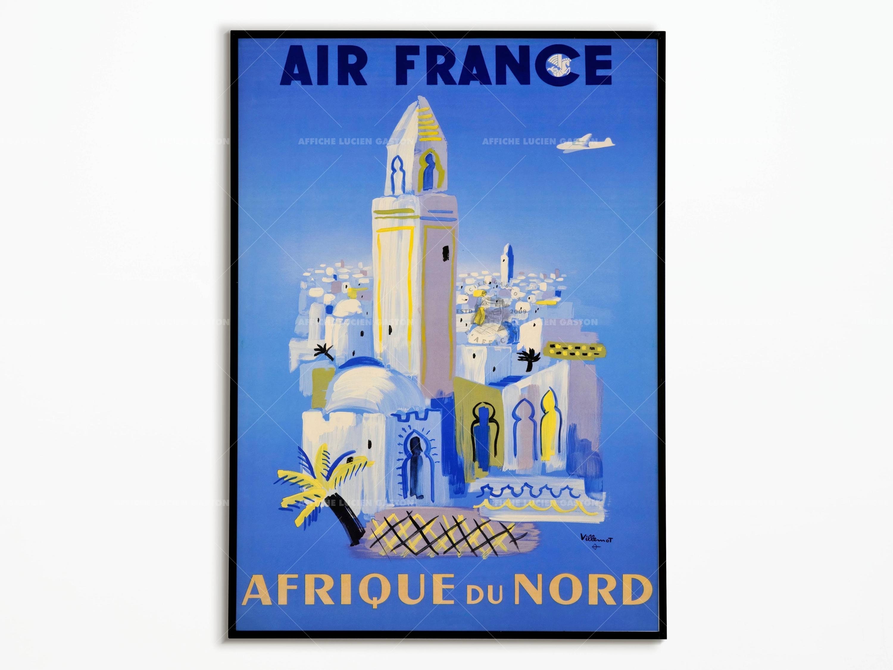 Vintage Travel Poster Air France North Africa - Tunisia - Morocco - Algeria - Travel Poster Air france North Africa