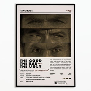 Vintage filmposter De goede, de slechte en de lelijke | Poster Western Sergio Leone | | Cadeau Idee Decoratieposter om | aan te passen