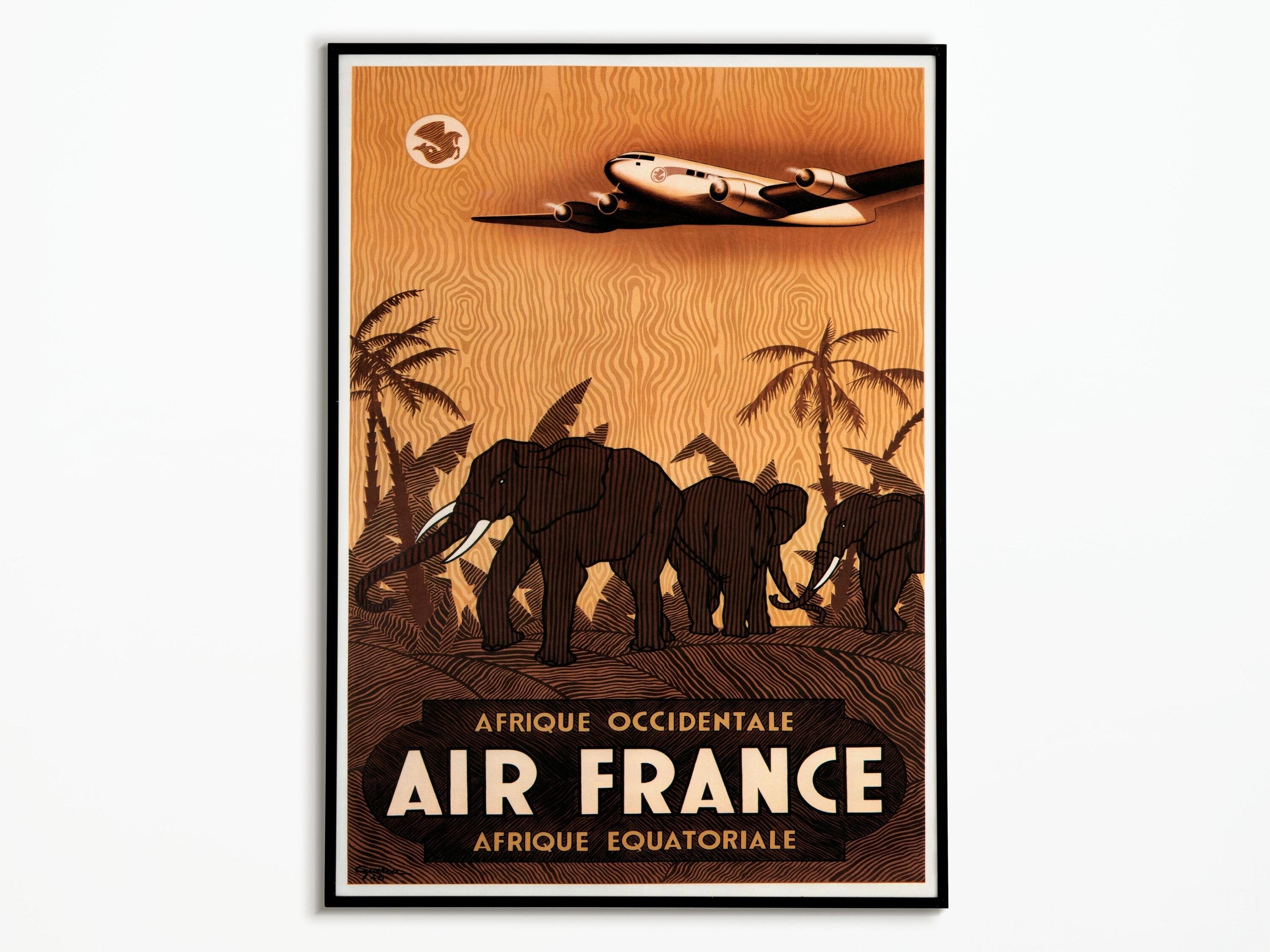 Affiche Vintage Air France Afrique - Travel Poster Air France Africa