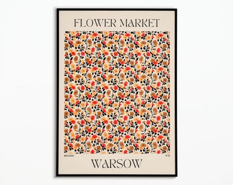 Flower market poster, Floral poster, Wall decoration, Gift idea, Poster to personalize