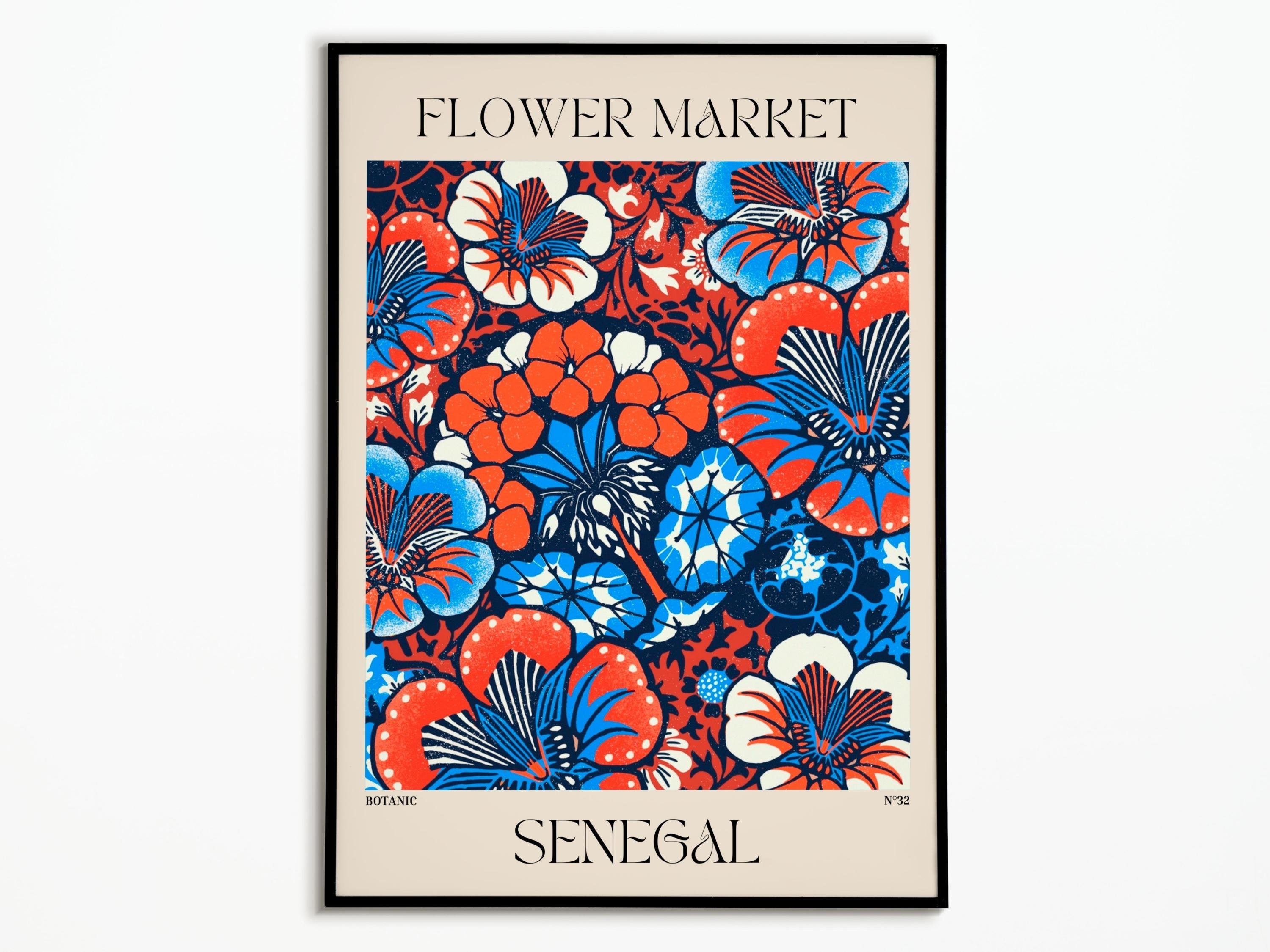 Affiche Vintage Marché Aux Fleurs, Affiche Floral, Décoration Murale, Idée Cadeau, à Personnaliser