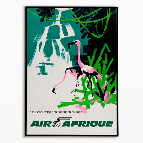 Affiche Vintage Voyage Air Afrique Togo- Travel Poster Air Africa Togo