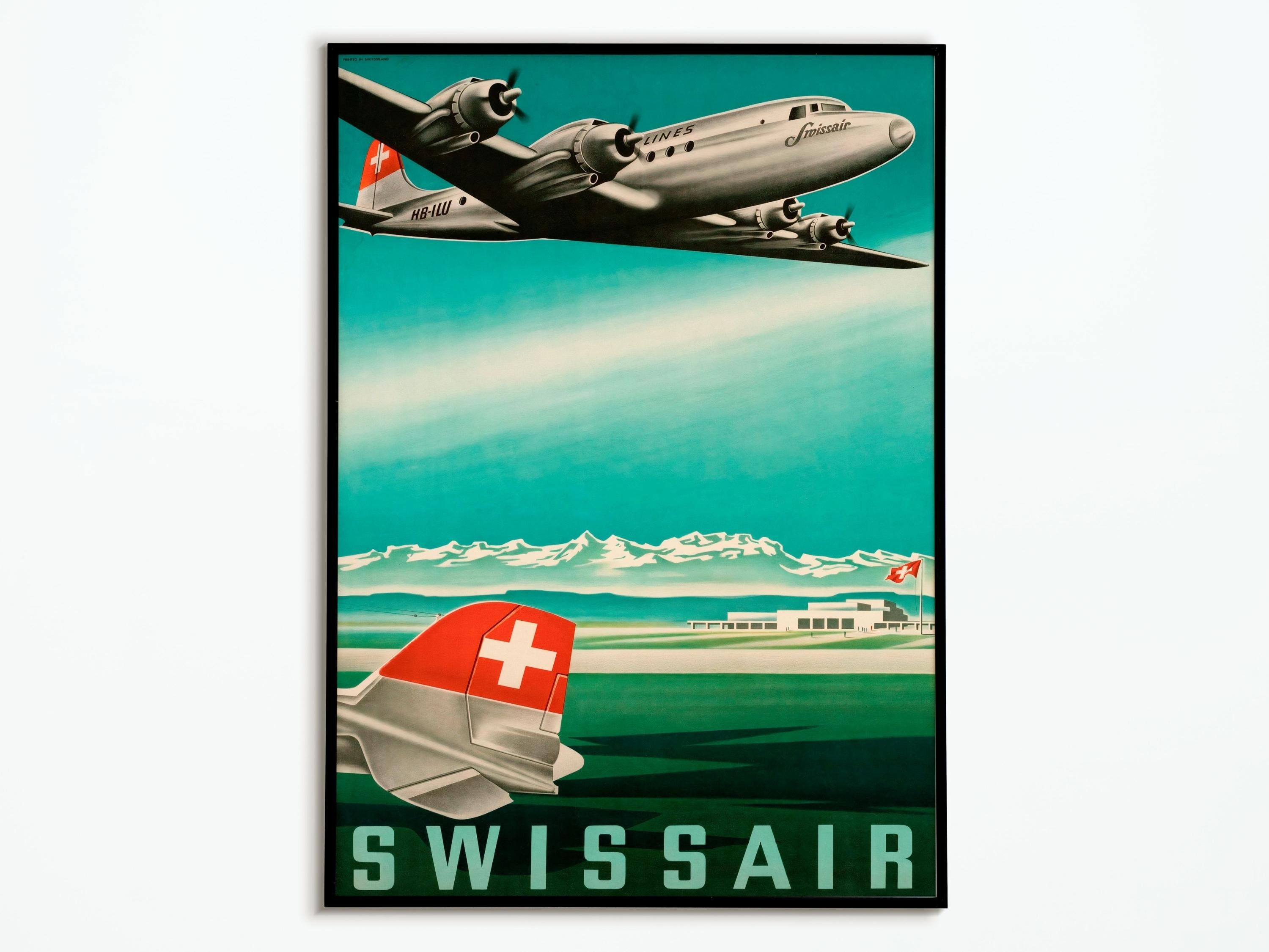Affiche Vintage Voyage Swissair - Travel Poster Affiche Tourisme Décoration Intérieur Impression Aff