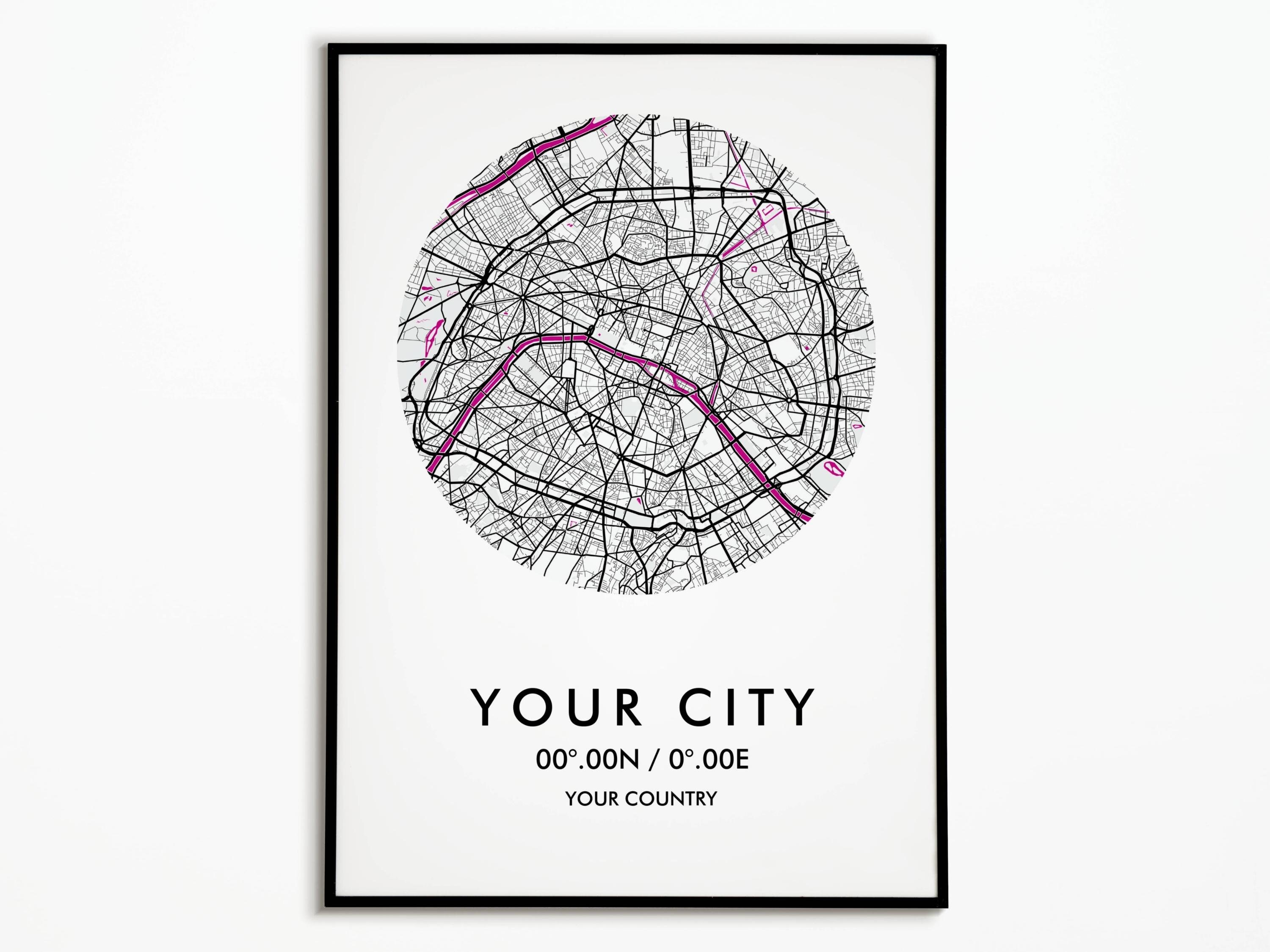 Affiche Ville Personnalisée | Personnalisez Votre City Map Custom Idée Cadeau Décoration Murale