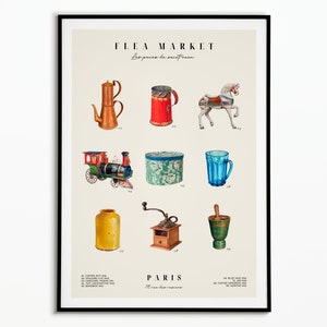 Paris Flea Market Poster | Paris Flea Market Poster | Decorative Poster | Art Poster