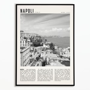 Vintage poster Naples Italy | Travel poster Napoli | Poster decoration | Wall decoration| Black and white