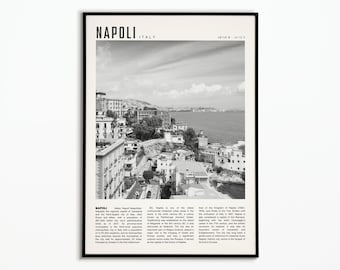 Vintage poster Naples Italy | Travel poster Napoli | Poster decoration | Wall decoration| Black and white