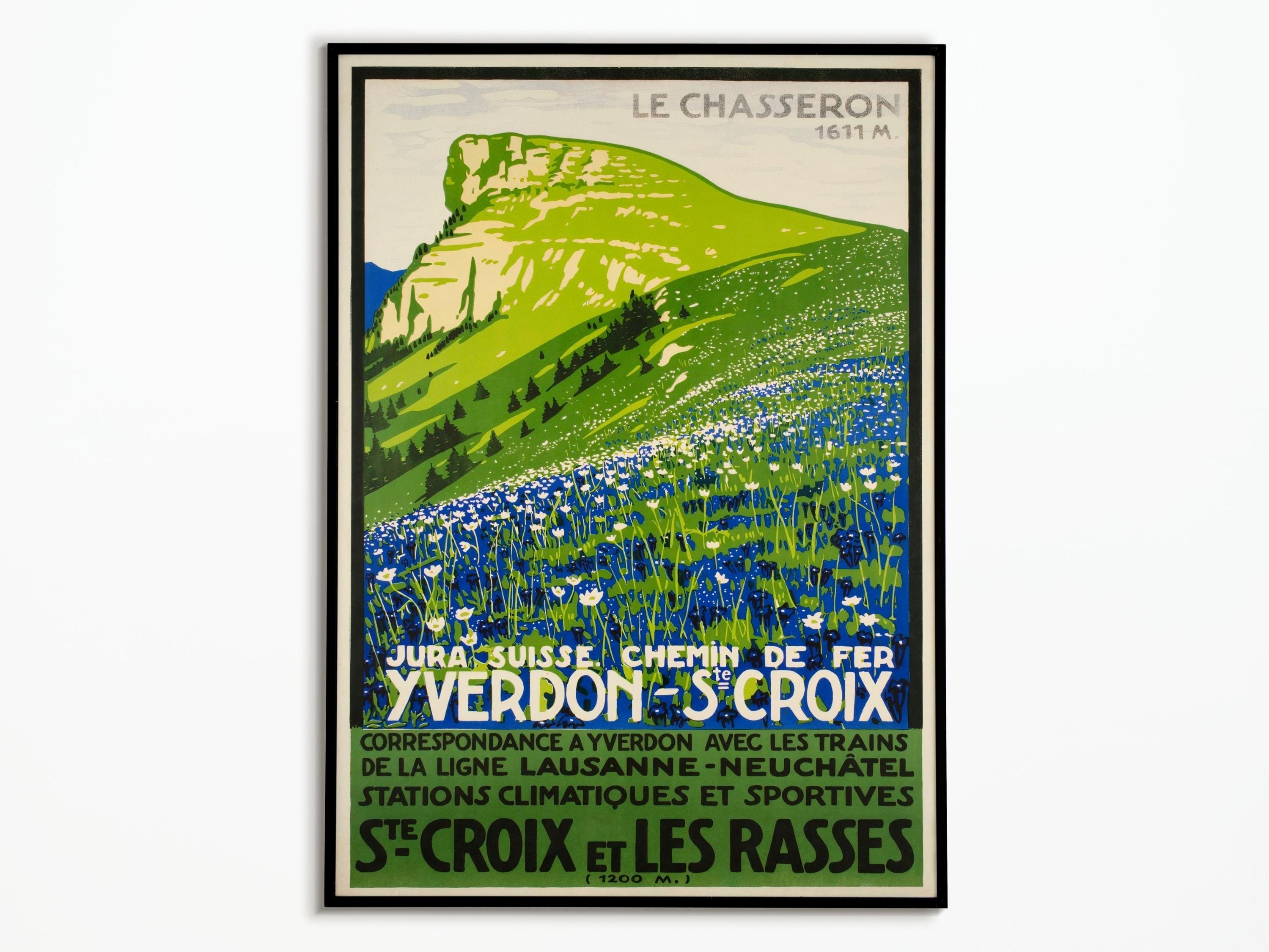 Affiche Vintage Yverdon 1914 | Affiche Jura Suisse Travel Poster Décoration