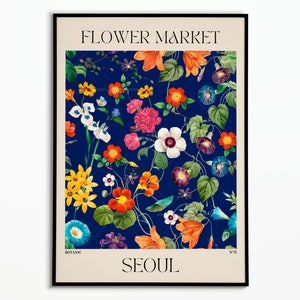 Flower market poster, Floral poster, Wall decoration, Gift idea, Poster to personalize