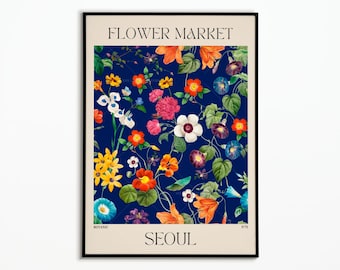Flower market poster, Floral poster, Wall decoration, Gift idea, Poster to personalize