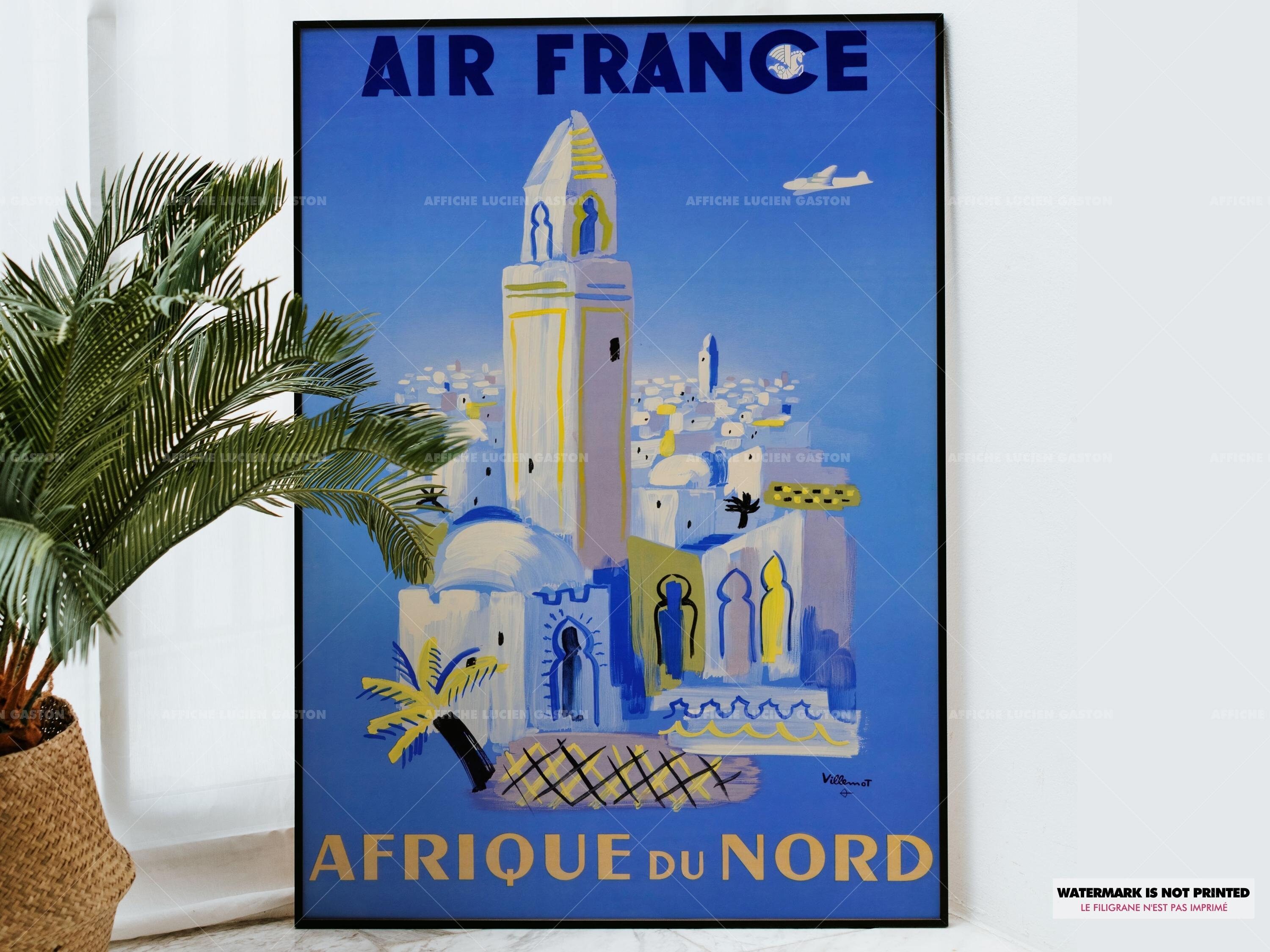 Vintage Travel Poster Air France North Africa - Tunisia - Morocco