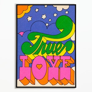 Póster Amor años 70 | Cartel de amor años 70 | Cartel de decoración | Arte del cartel