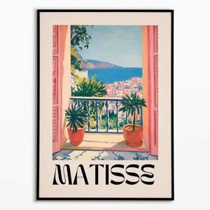 Matisse-Poster mit Meerblick I Matisse-Poster mit mediterranem Balkon | Dekoratives Poster | Kunstplakat