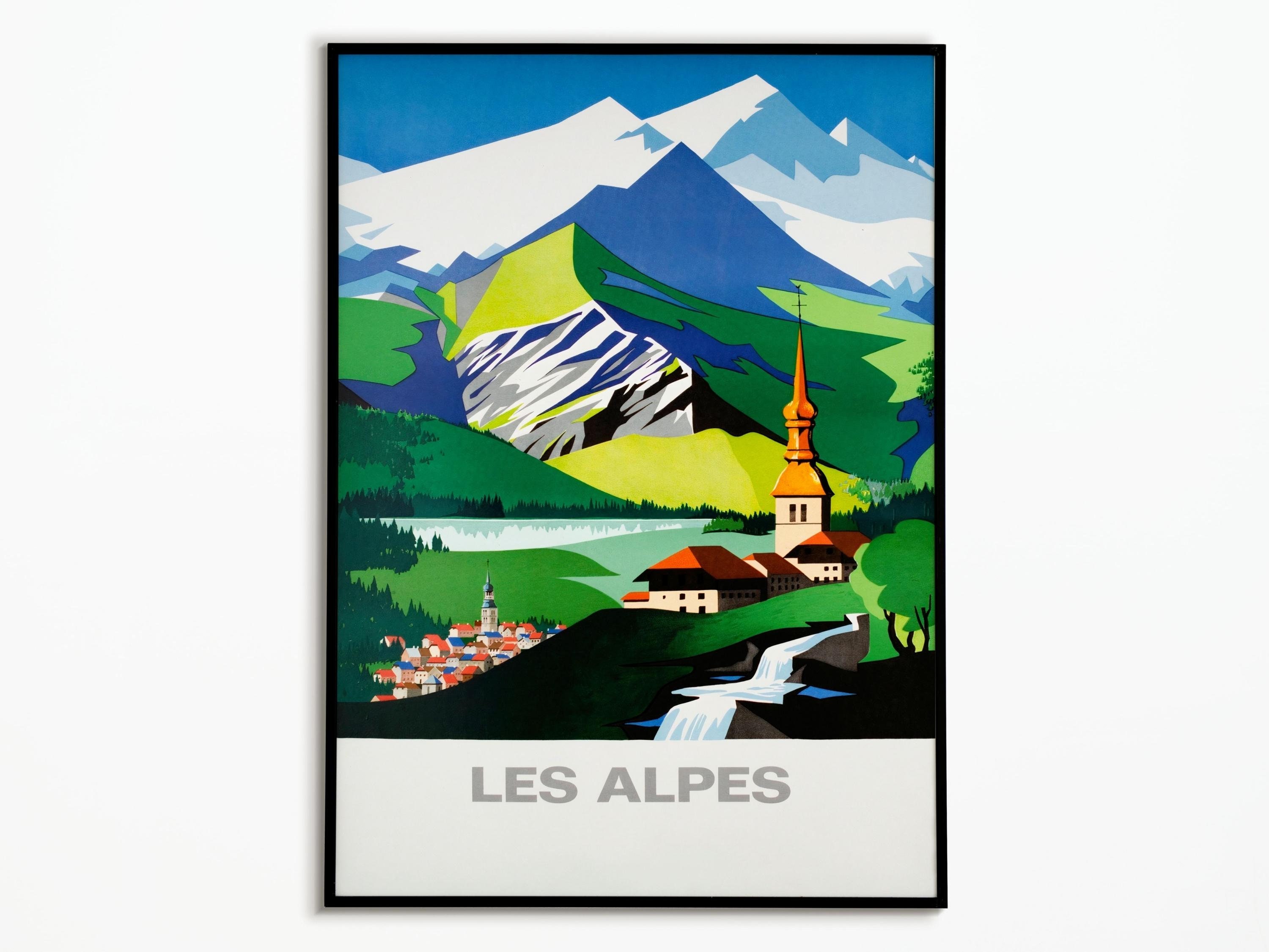 Affiche Vintage Les Alpes | Affiche Montage Travel Poster The Alps| Décoration