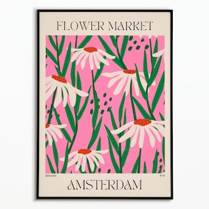 Flower market poster, Floral poster, Wall decoration, Gift idea, Poster to personalize