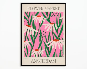 Flower market poster, Floral poster, Wall decoration, Gift idea, Poster to personalize