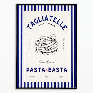 Vintage Italian Pasta Poster - Kitchen Poster - Tagliatelle Pasta Poster - Vintage Pasta Poster - Wall decoration