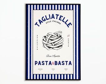 Vintage Italian Pasta Poster - Kitchen Poster - Tagliatelle Pasta Poster - Vintage Pasta Poster - Wall Decoration