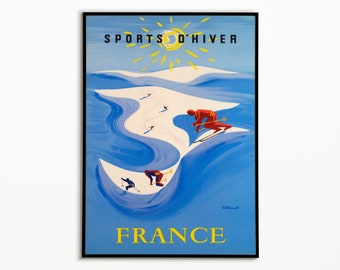 Vintage Poster Winter Ski Alps - Travel Alps Poster - Interior Design - Print Poster