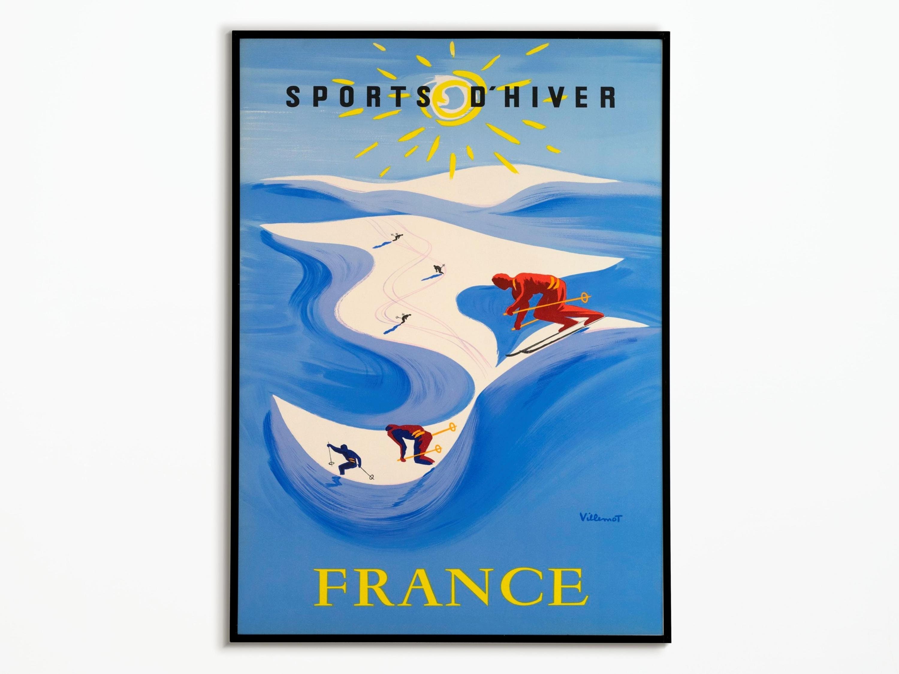 Vintage Poster Winter Ski Alps - Travel Alps Poster - Interior Design - Print Poster
