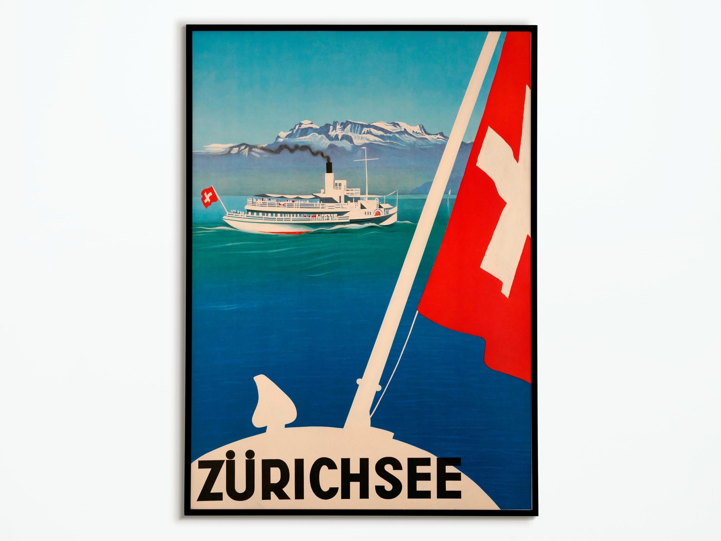 Affiche Vintage Zurich - Travel Poster Zurichsee Affiche Tourisme Décoration Intérieur Impression Af