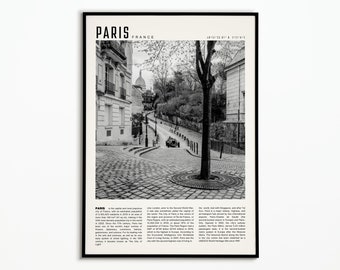 Paris France vintage poster | Travel poster Paris | Decoration poster | Wall decoration | Black and white