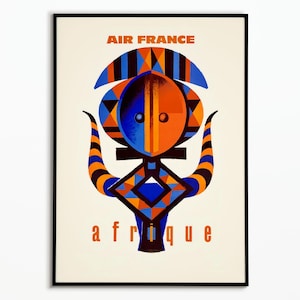 Affiche Vintage Voyage Air France Afrique - Cartel de viaje Air France Africa