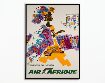Vintage Travel Poster Air Africa Senegal - Travel Poster Air Africa Senegal