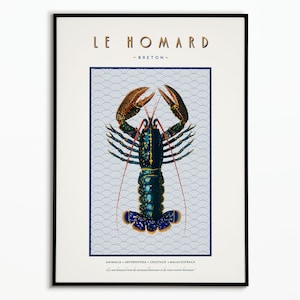 Póster de langosta vintage | Póster de langosta vintage | Decoración de carteles | Cartel de arte | Arte mural