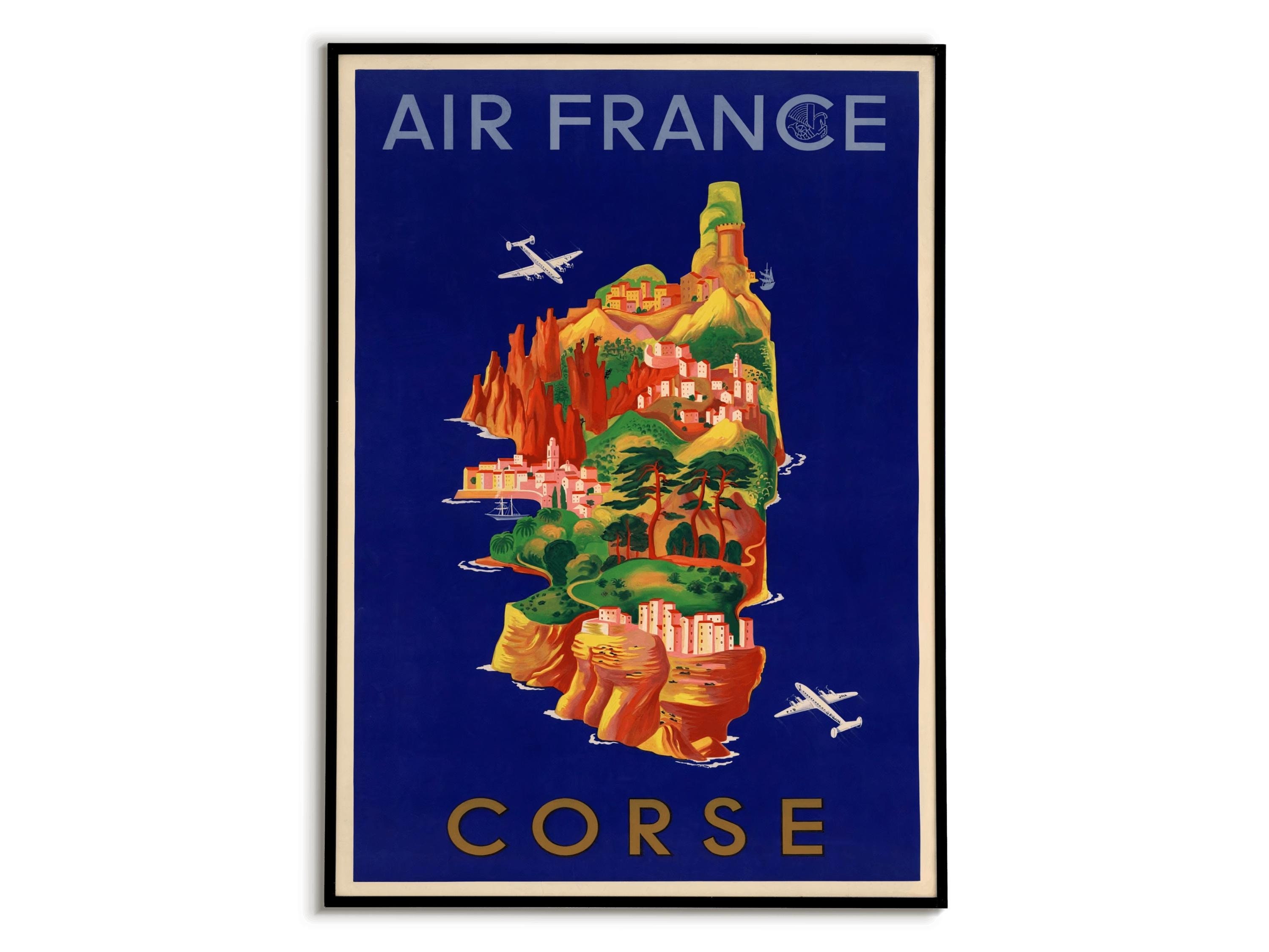 Affiche Vintage Voyage Corse L'ile de Beauté - Travel Poster Corsica Décoration Intérieur Impression