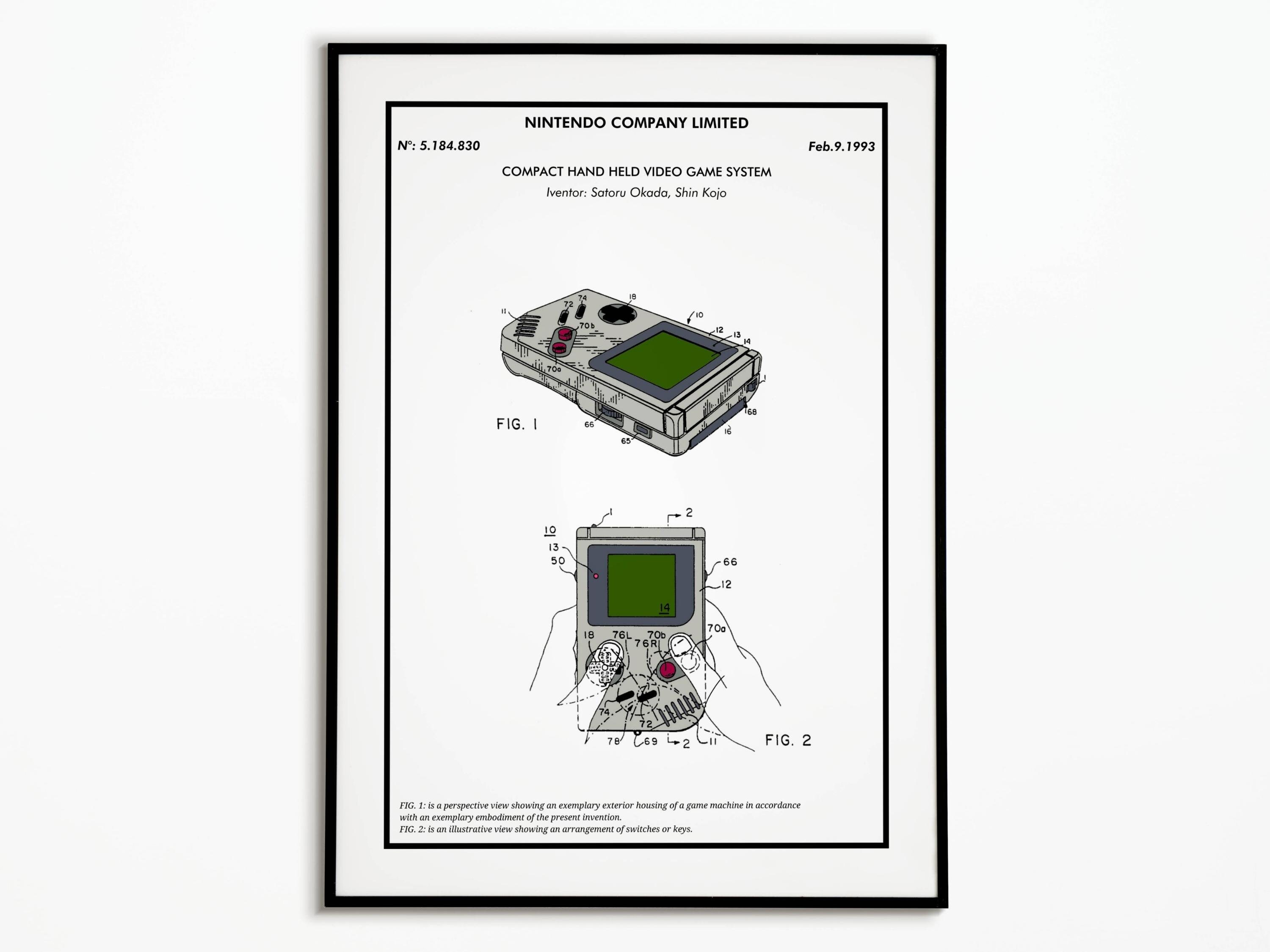 Affiche Décorative Brevet Game Boy | Vintage Patent Boys