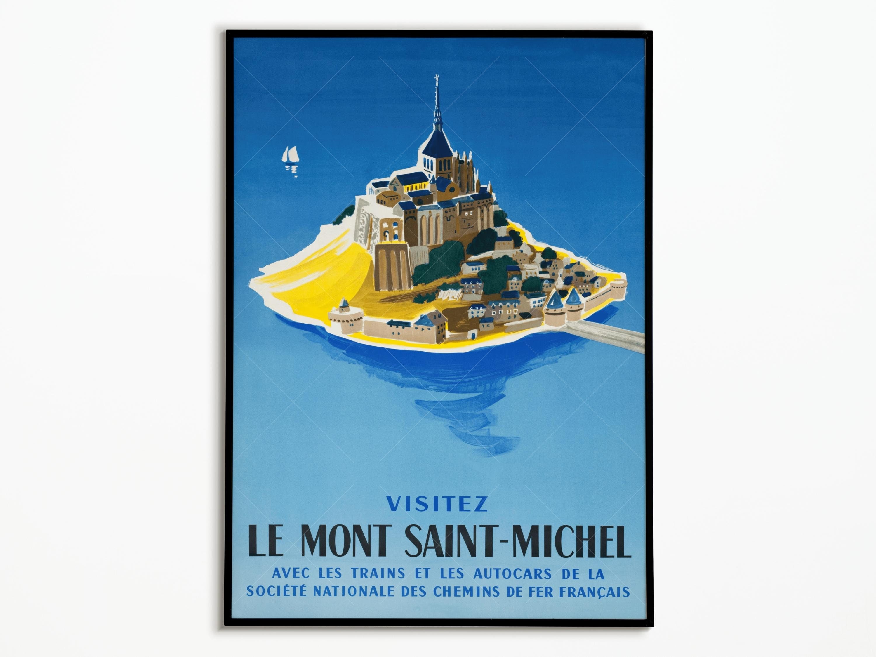 Plakat w stylu vintage Mont-Saint-Michel | Plakat w stylu vintage Mont-Saint-Michel | Dekoracja plakatu | Plakat podróżniczy