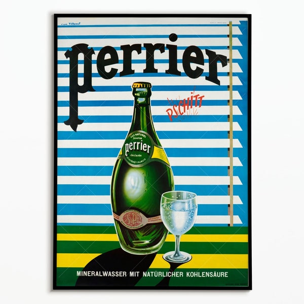 Affiche Perrier | Affiche cuisine  | Perrier Poster | Décoration Murales | Idée cadeau |