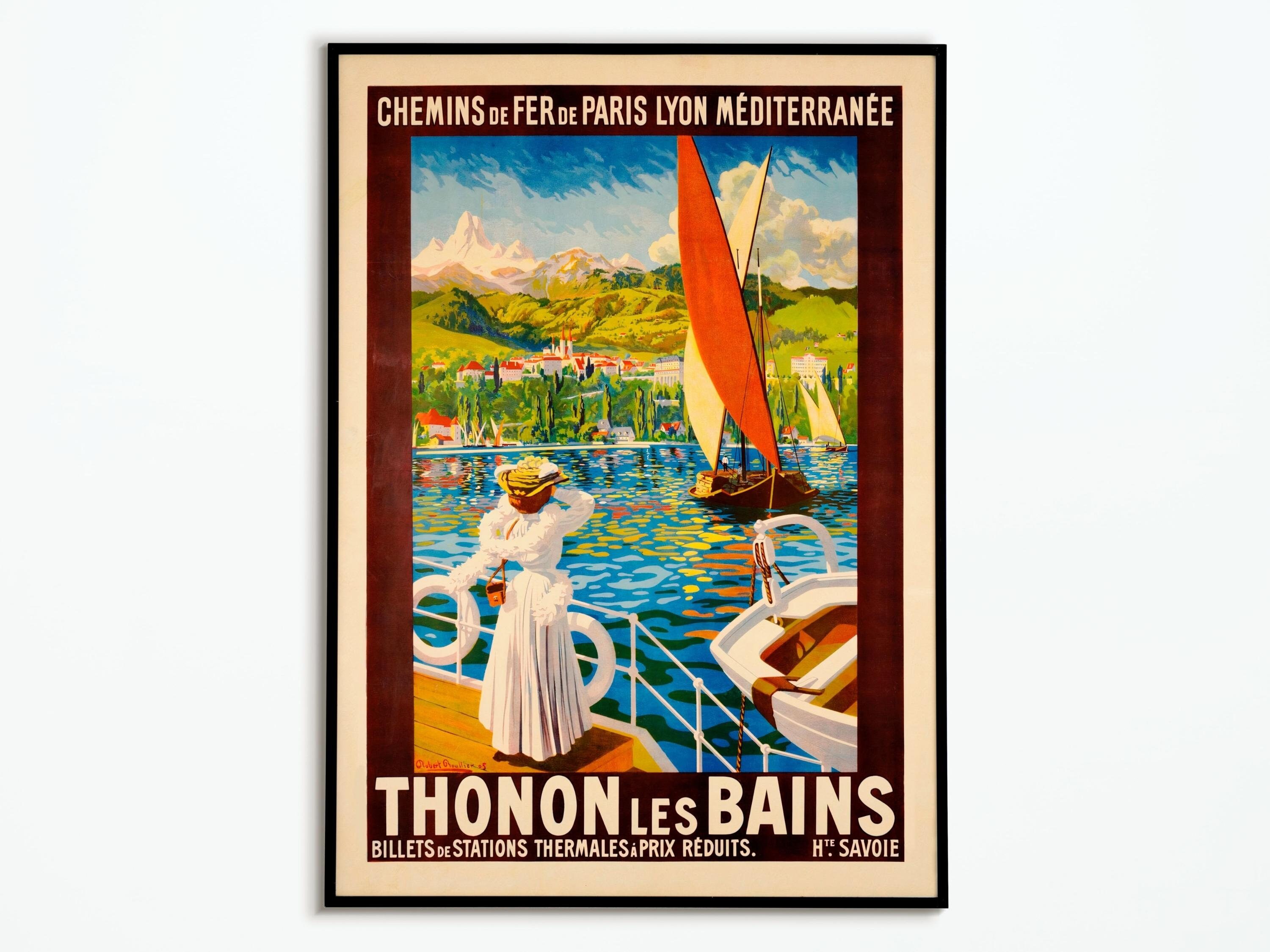 Affiche Vintage Thonon Les Bains | Travel Poster Affiche Tourisme France Décoration Intérieur Impres