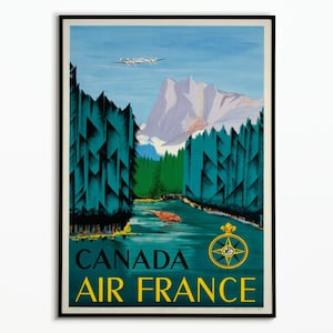 Vintage Air France Canada | poster Travel poster air france Canada | Wall decoration | Wall Art