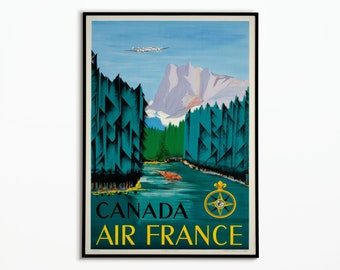 Vintage Air France Canada | poster Travel poster air france Canada | Wall decoration | Wall Art