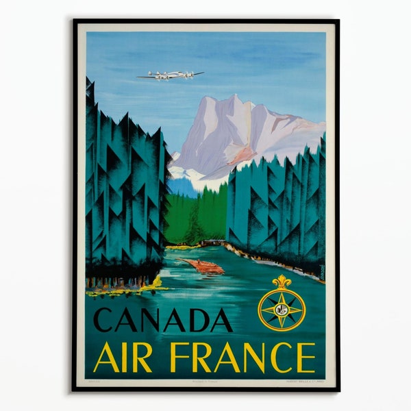 Affiche vintage Air France Canada |Travel poster air france Canada | Décoration Murale | Wall Art