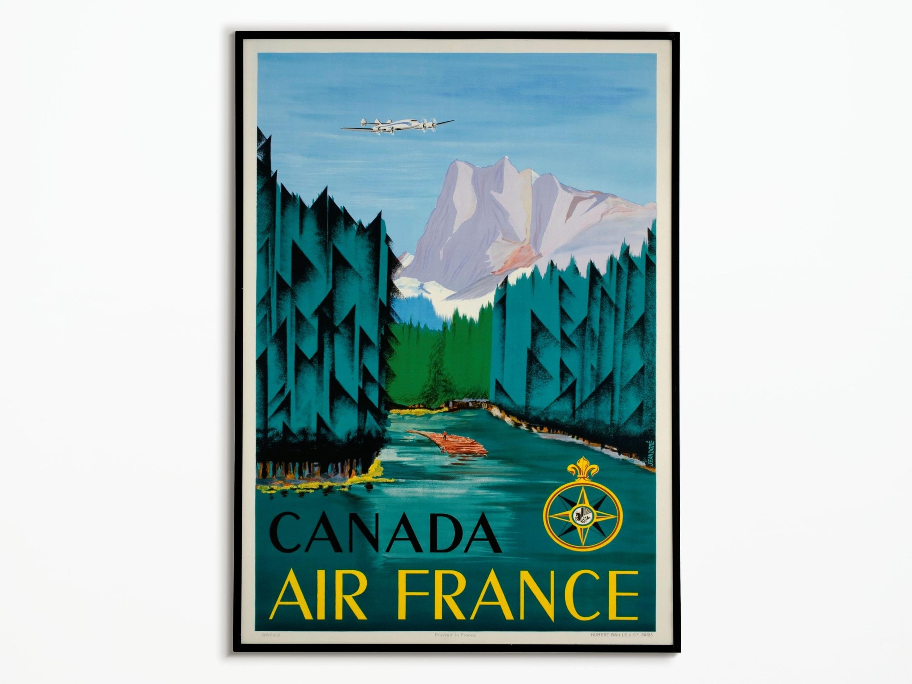 Affiche Vintage Rétro Air France Canada - Travel Poster Air France Canada