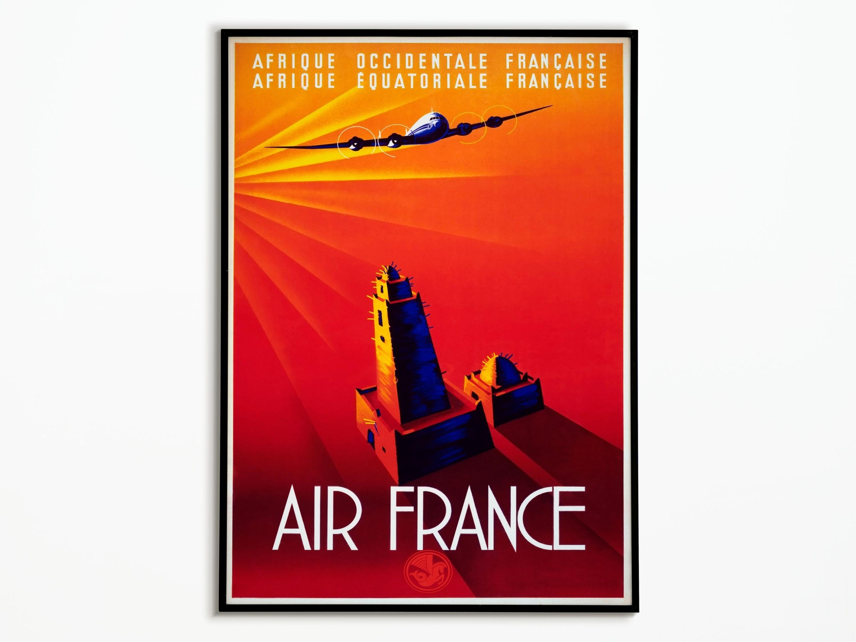 Affiche Vintage Rétro Air France Afrique