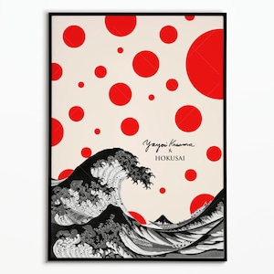 Yayoi Kusama x Hokusai Poster | Poster Yayoi Kusama | Dekorationsplakat | Plakatkunst