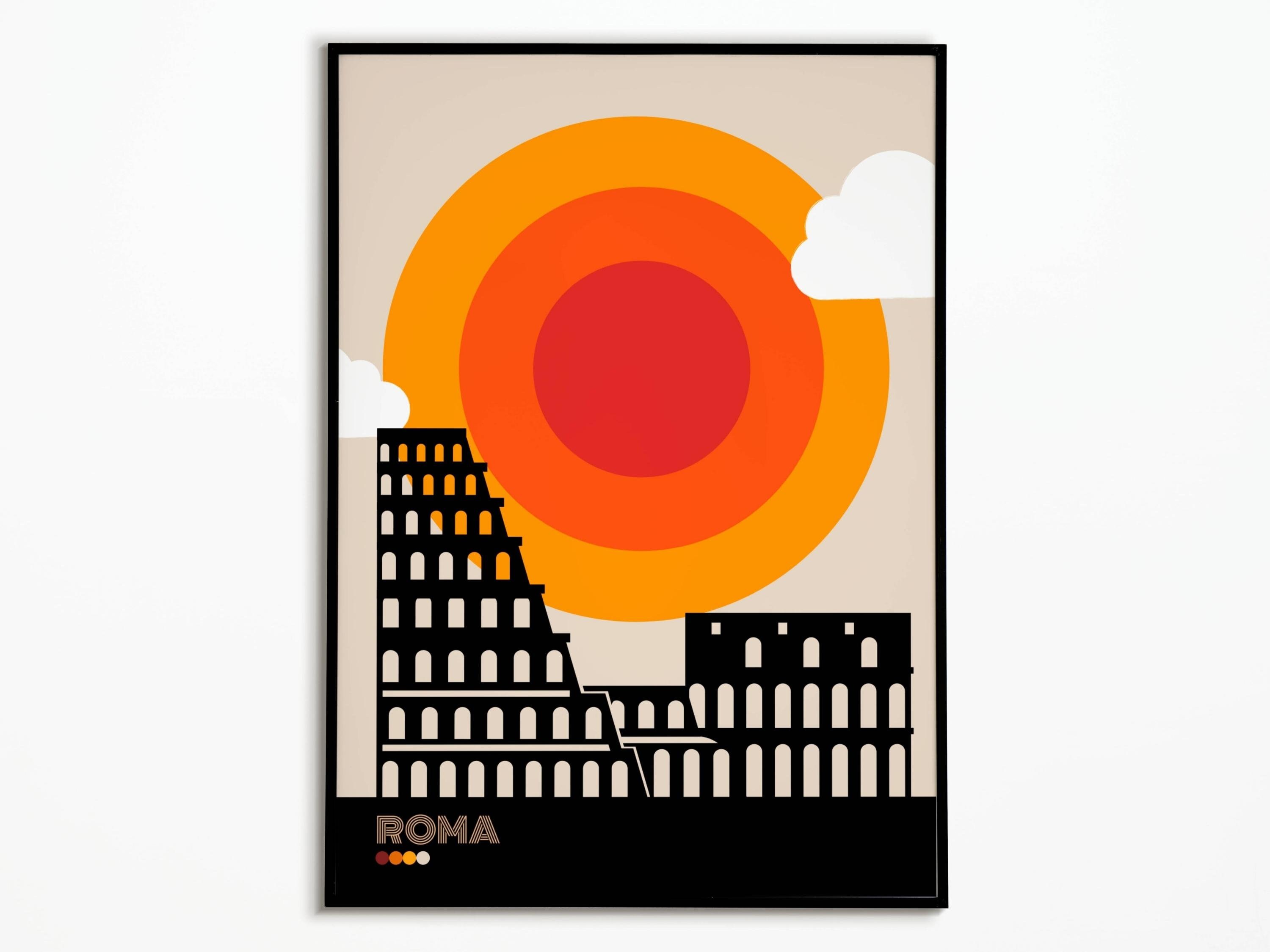 Affiche Original Style Bauhaus Rome Italie - Affiche Voyage Travel Poster Roma Italy