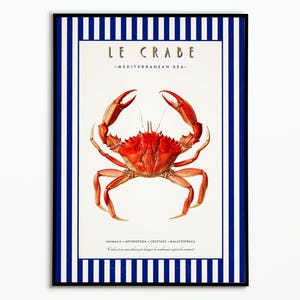 Póster de cangrejo vintage | Póster de cangrejo vintage | Cartel decorativo | Cartel de arte | Arte de pared