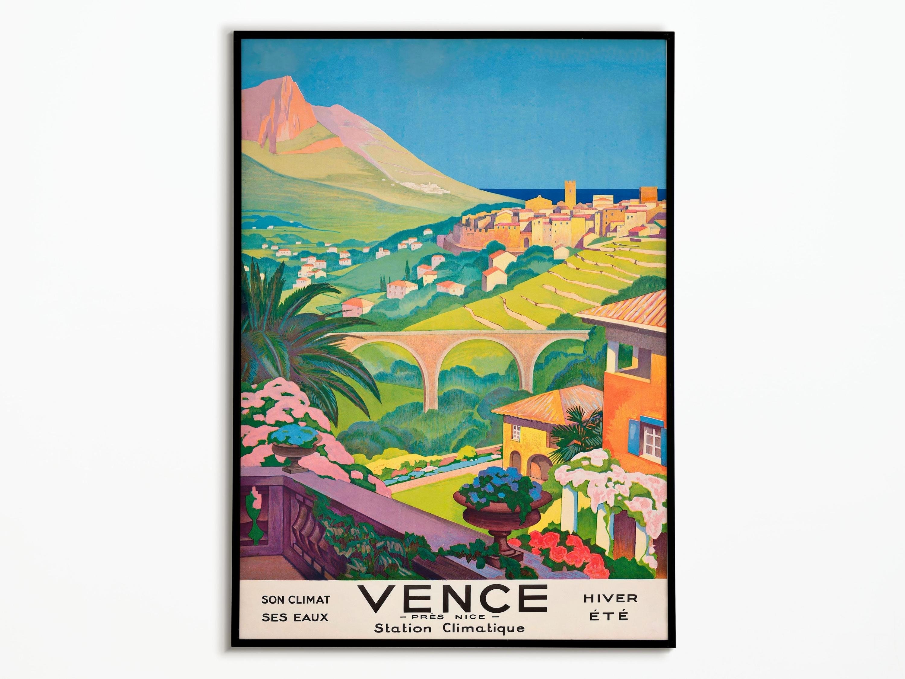 Affiche Vintage Vence 1930- Affiche Nice - Travel Poster Décoration