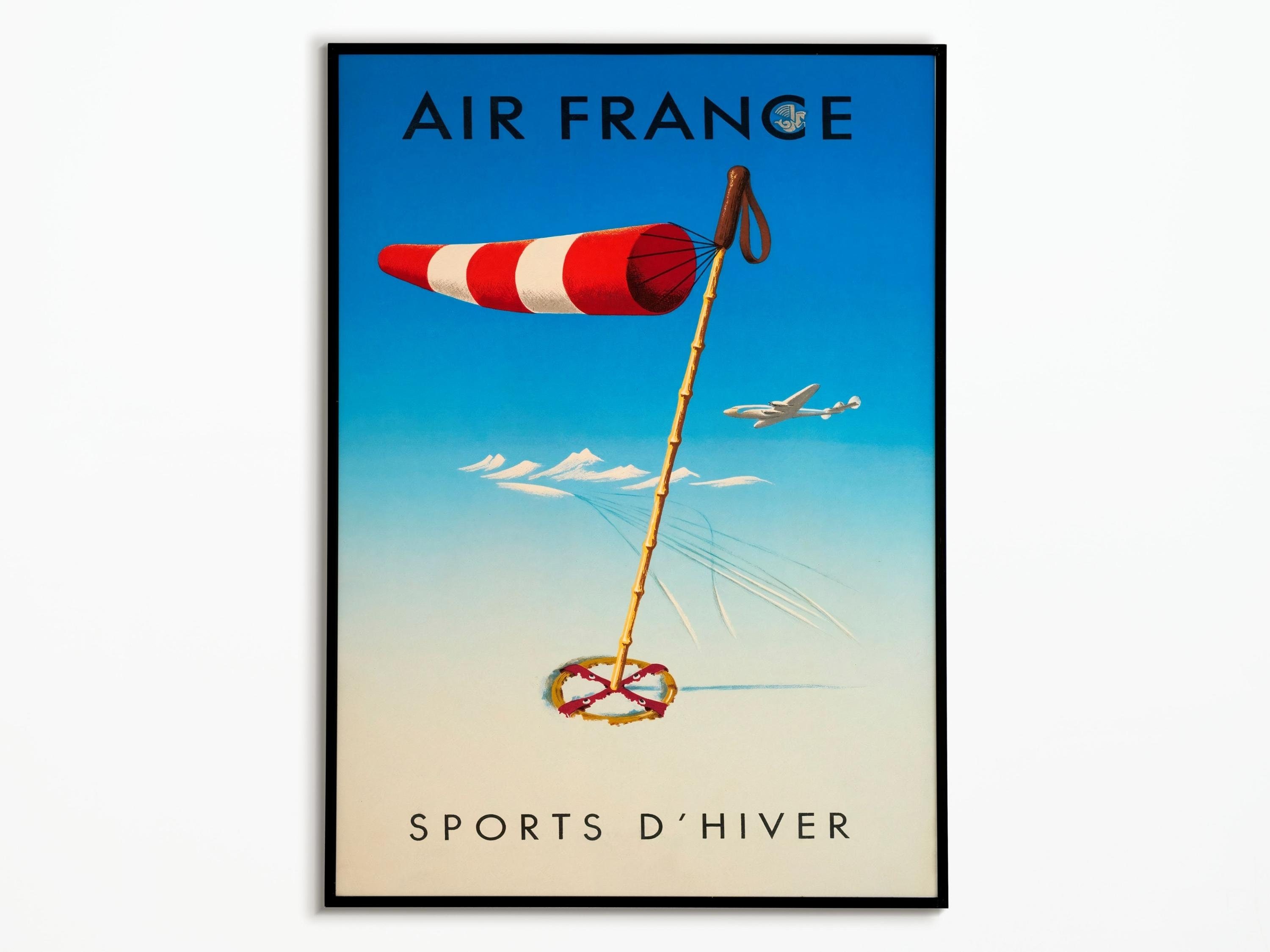 Vintage Retro Ski | Poster Winter Sport Poster Mount | Vintage Air France | Poster Travel Poster winter sport | Decoration Poster
