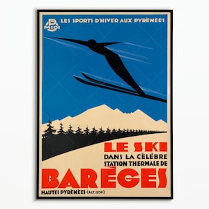 Vintage ski France poster | Travel Poster skiing 1933 | Wall decoration | Poster Art